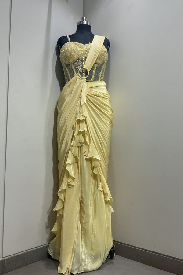 Designer indo-western drape saree