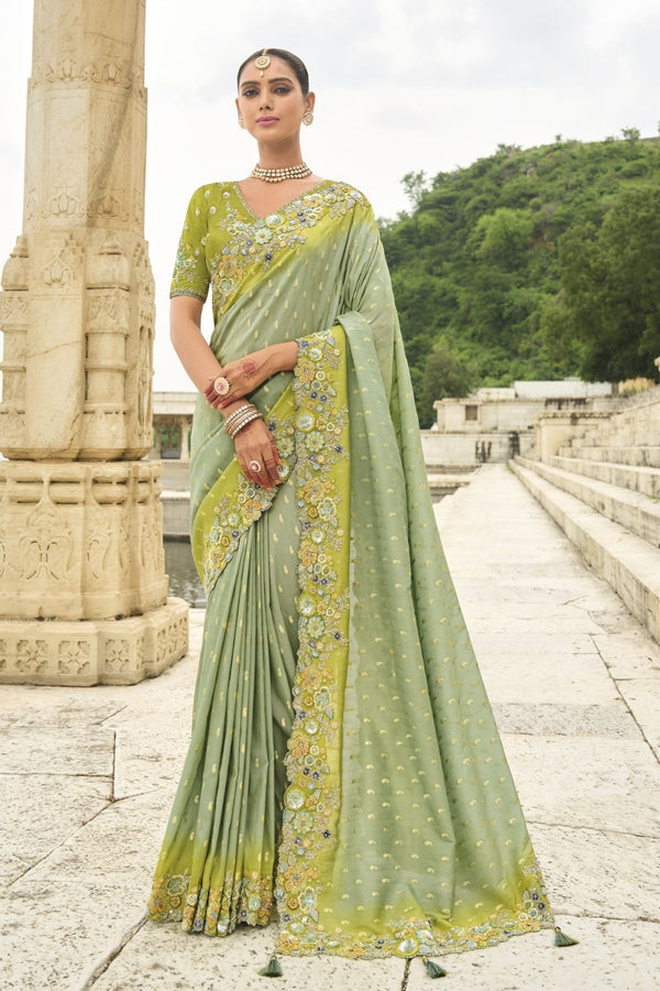 Pista Green Gadwal Silk Saree