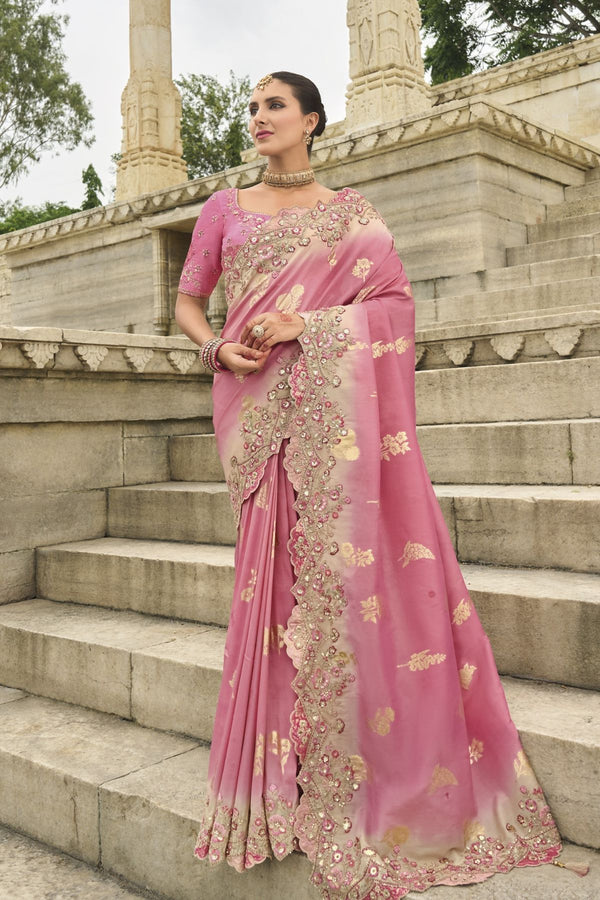 Pink Shaded Gadwal Silk Saree