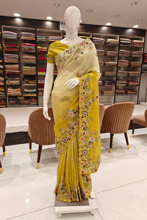 Stylish Embroidered Saree for Parties