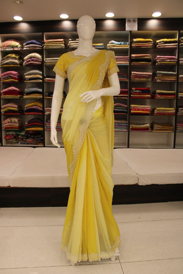 Golden Sunrise Ombre Party Wear Saree