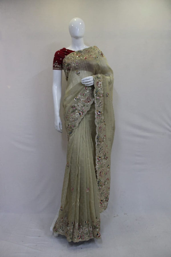 Stylish Embroidered Saree for Parties