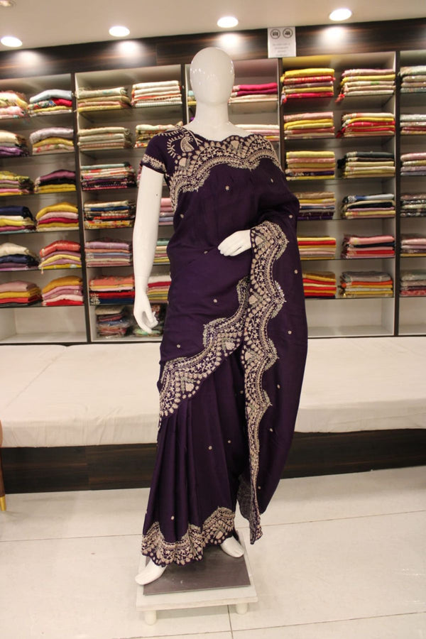 Deep Purple Designer saree