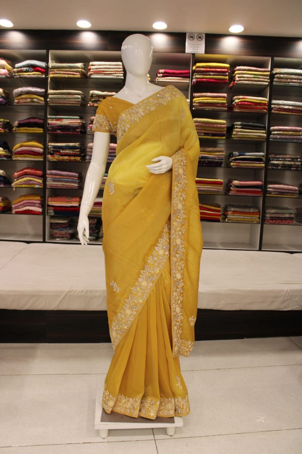 Mustard Color Party wear Saree