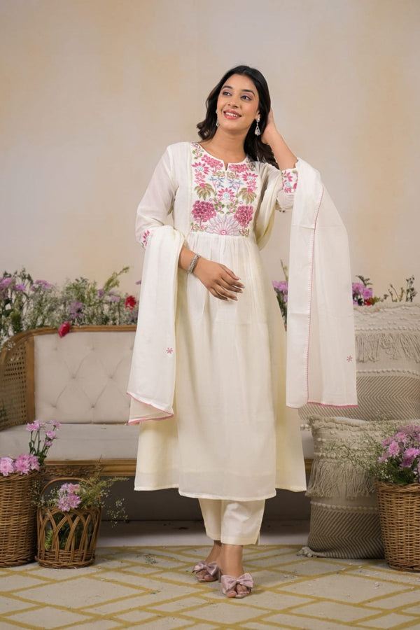 Embroidered Mul Cotton Pink