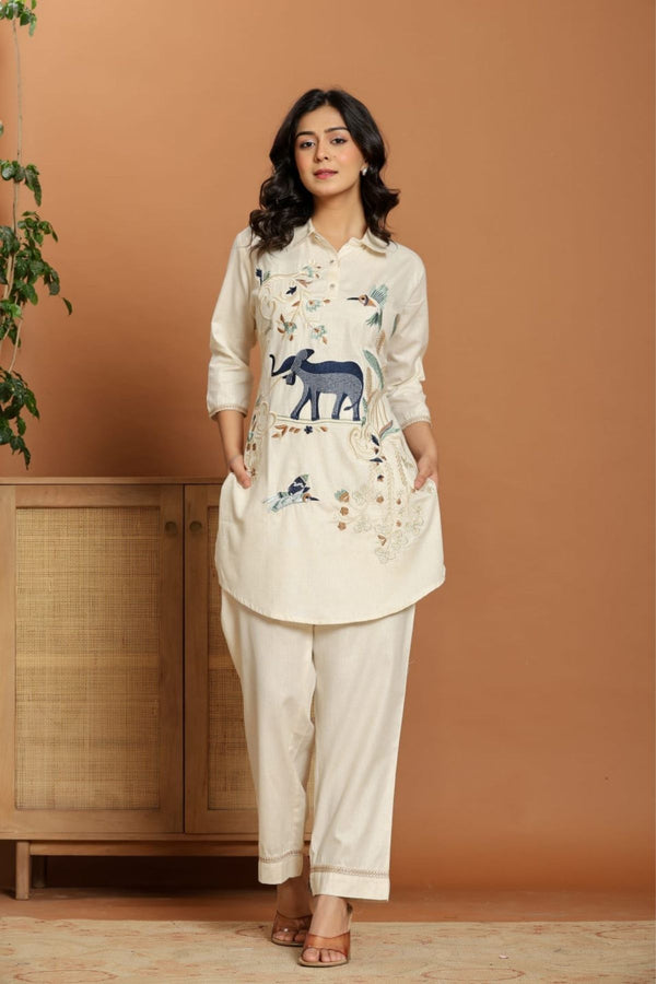 Linen Embroidered kurtis