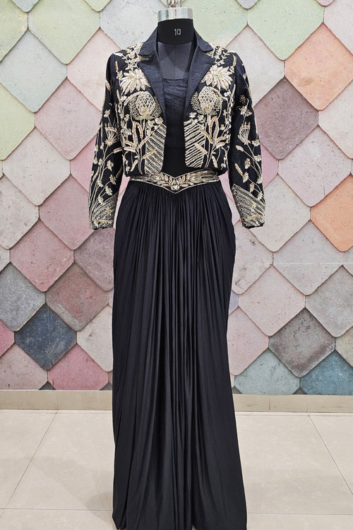 open lace back dress Indo Western Lacha Suit Black: The Partywear Lehenga by Dulhan Exclusives main image 0