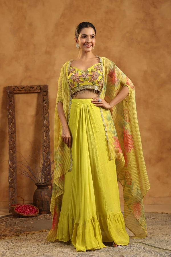 Crop Top and Flared Skirt Set