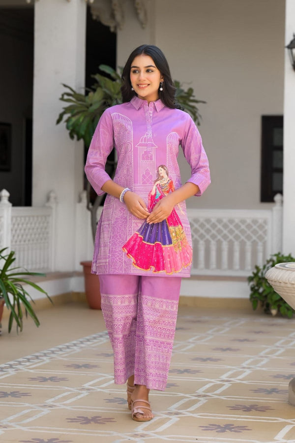 Light Pink Cotton Kurti Set