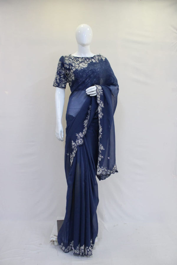 Designer Organza Saree with Floral work