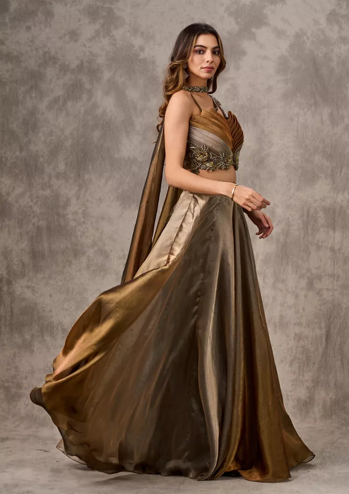 Jimmy Choo Fabric Lehenga with Designer Blouse & Fancy Choker Dupatta
