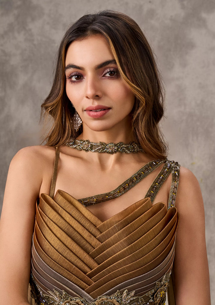 Jimmy Choo Fabric Lehenga with Designer Blouse & Fancy Choker Dupatta