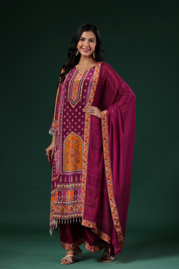 Wine Color Indowestern