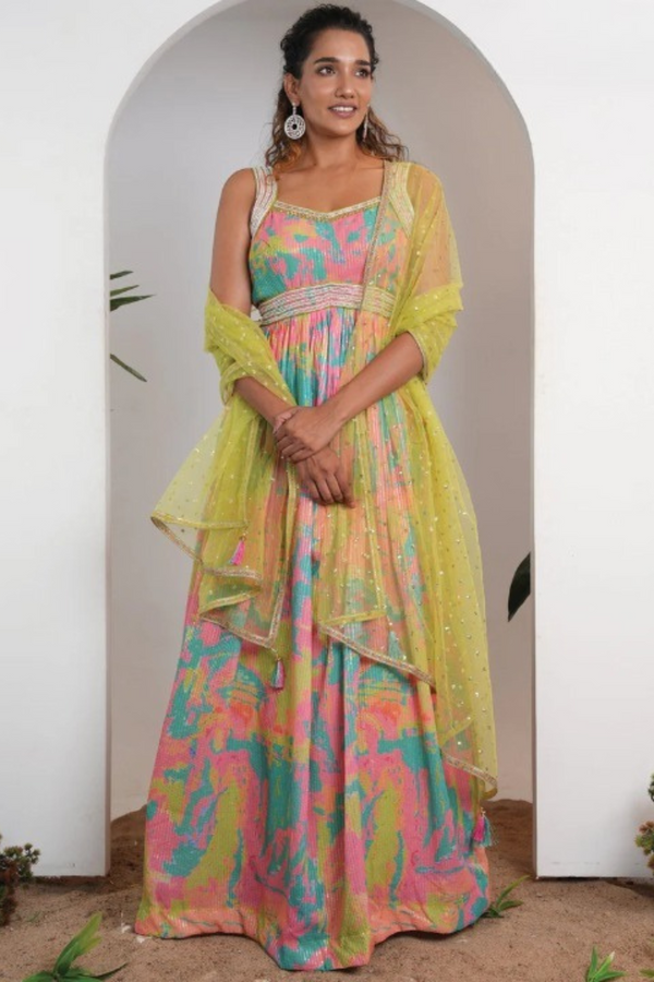 Multi Color Sequence Gown