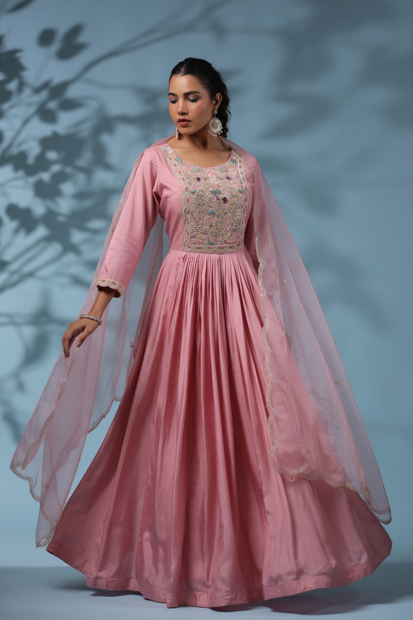 Pink Color Gown With Heavy Work