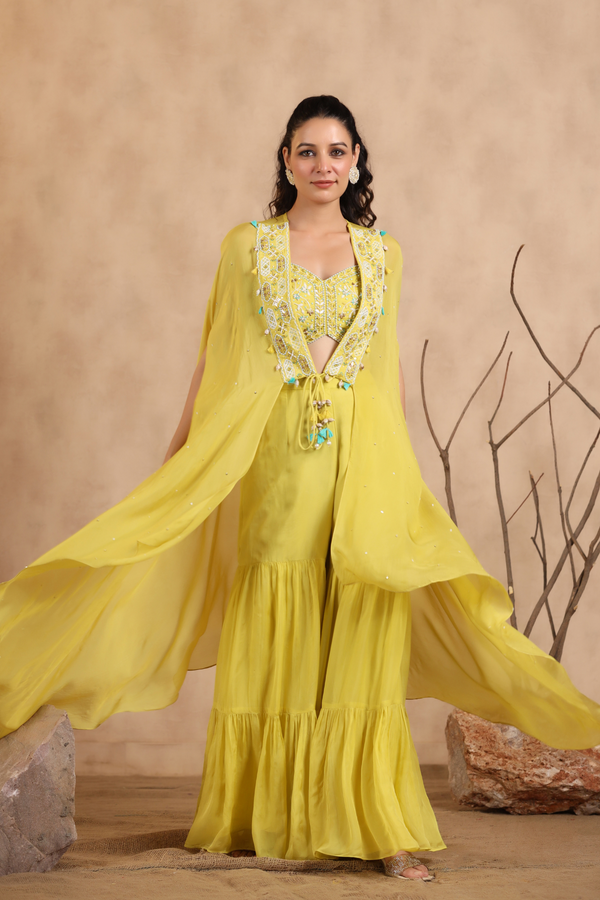 Yellow Color Indowestern