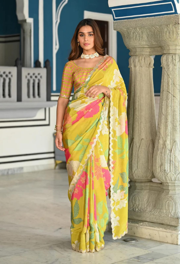 Designer Multi Color Printed Saree